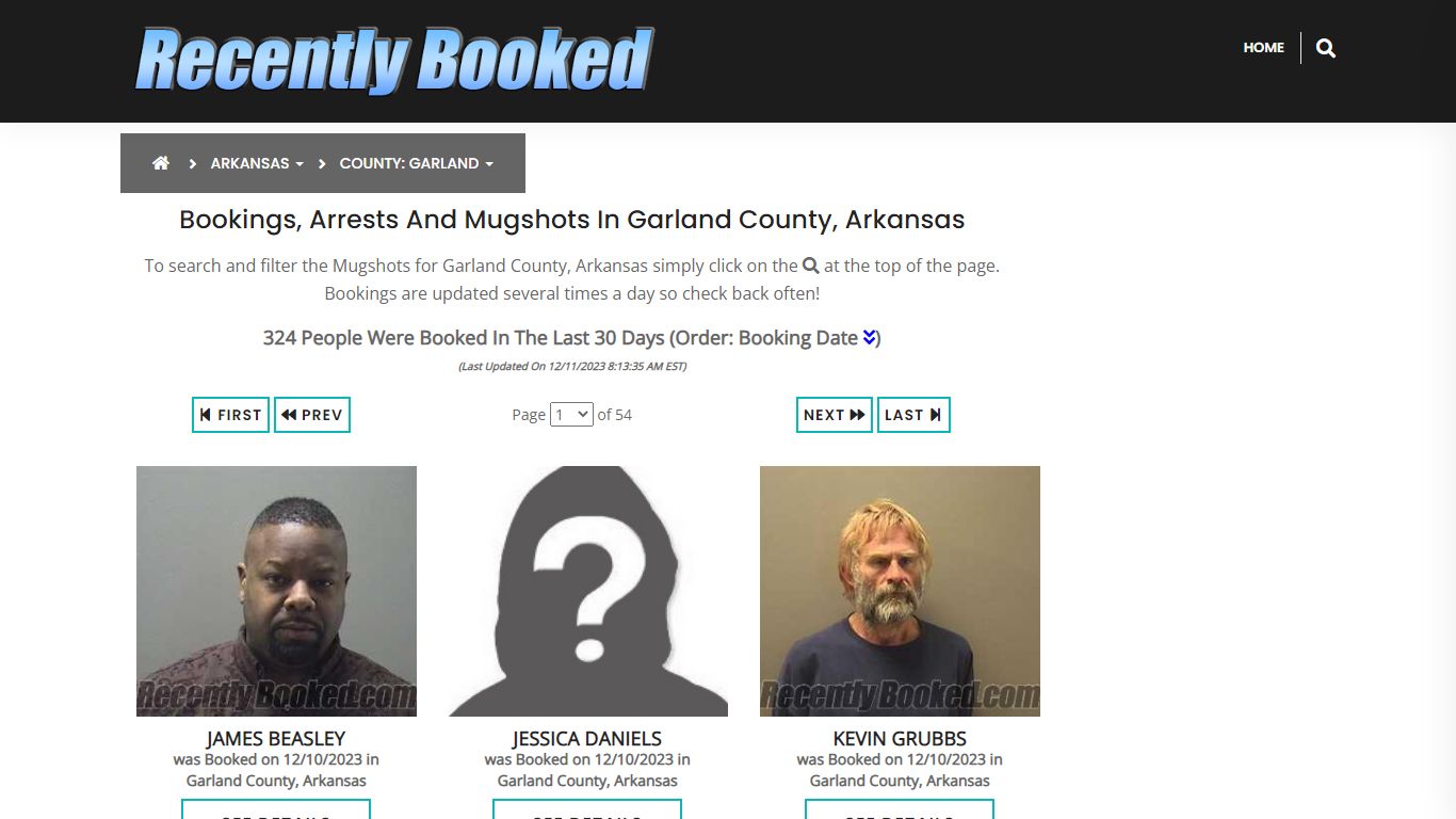 Bookings, Arrests and Mugshots in Garland County, Arkansas